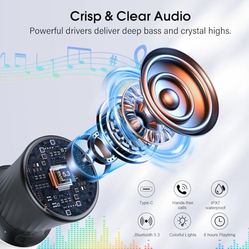 Rotary Bluetooth Shower Speaker with RGB Lights, IPX5 Waterproof Portable Speaker with Suction Cup, Deep Bass Mini Bluetooth 5.3 Speaker with Built-in Mic, 8H Playtime for Bathroom, Pool & Travel - color: Black