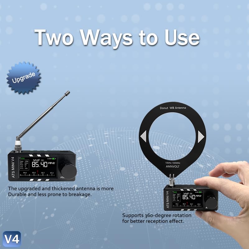 Upgraded ATS MINI V4B Radios with Plastic Casing, SI4732 Pocket Shortwave Radio, Portable AM/FM/LSB/USB Full Band Receiver, with Built-in Headphone Amplifier, Speaker and Hi-Z - style: Plastic Shell Style