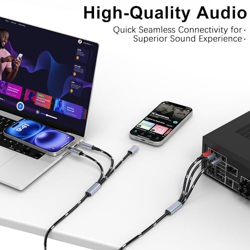 3.5mm to RCA Cable, Lightning to RCA Male to Aux Audio Adapter HiFi Sound Headphone Jack Adapter,(3 in 1 Audio Cable) Connector for iPhone/iPad Speaker MP3 Tablet HDTV(10FT) - size: 10FT, style: 3IN2RCA&3.5mm