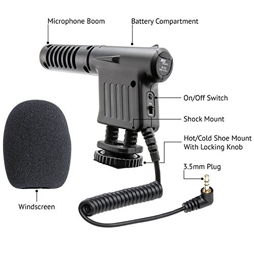 Shotgun Microphone for Canon, Nikon, Sony DSLR Cameras