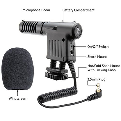 Shotgun Microphone for Canon, Nikon, Sony DSLR Cameras