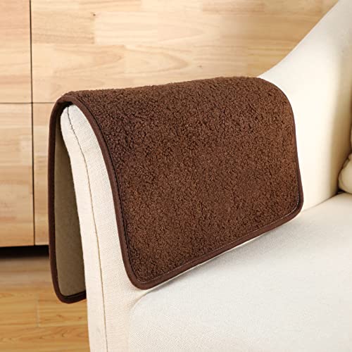 Frienda 2 Pieces Recliner Headrest Covers Sofa Headrest Protector for Recliner Chair Couch Furniture Non Slip for Living Room(Brown) - color: Brown