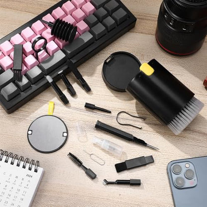 20-in-1 Electronics Cleaning Kit with Camera Lens and Headphone Brush for Laptops, Keyboards, and Electronic Devices – Black Set for Professional Device Maintenance