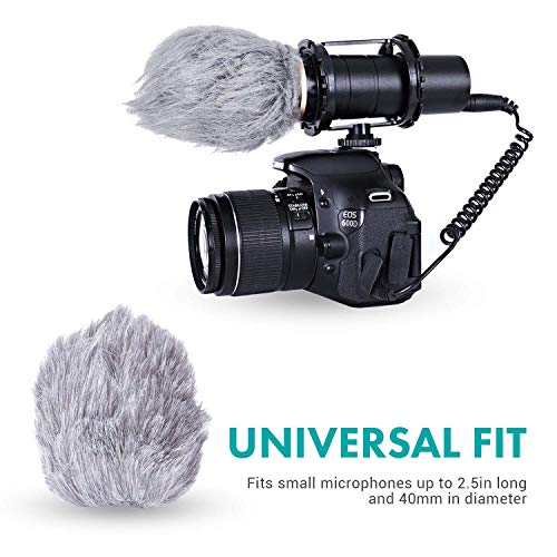 Movo WS1 Furry Microphone Windscreen | For Zoom H1n, H1essential & H1 Recorders, Outdoor Wind Muff / Deadcat, For Small Mics up to 3" x 40mm