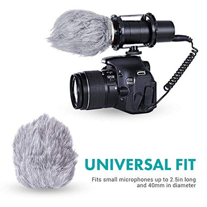 Movo WS1 Furry Microphone Windscreen | For Zoom H1n, H1essential & H1 Recorders, Outdoor Wind Muff / Deadcat, For Small Mics up to 3" x 40mm