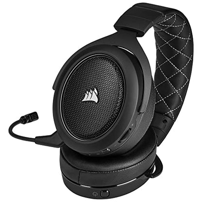 Corsair HS70 PRO Wireless Gaming Headset – 7.1 Surround Sound – Detachable Uni-Directional Microphone – Up to 40ft Range – iCUE Compatible – PC, Mac, PS5, PS4 – Carbon
