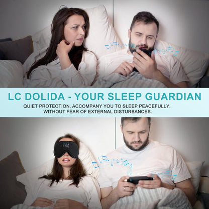 LC-dolida Sleep Headphones, 3D Sleep Mask Bluetooth Wireless, Sleeping Headphones for Side Sleepers Sleep Eye Mask Music Weighted Sleeping Mask Meditation Gifts for Men Women (Obsidian Black) - color: Obsidian Black