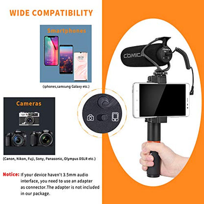 COMICA CVM-V30 LITE B Video Microphone,Super-Cardioid Condenser On-Camera Shotgun Microphone for Canon Nikon Sony Panasonic DSLR Cameras,Mic for iPhone Android(with Windmuff)