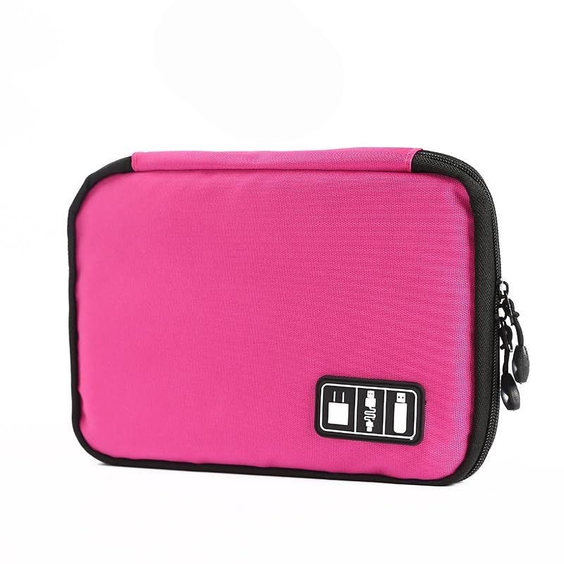 Smart Watch Bands Organizer, Waterproof Portable Electronics Travel Accessories Organizer Bag for Watch Bands, Cable, Charger, Headset, SD Card (Pink)