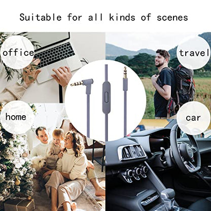 Solo Headphone 3.5mm Male to 3.5mm Male Audio Cable Cord line with Upgraded Microphone Compatible with Beats by Dre Headphone Solo/Studio/Pro/Detox/Mixr/Executive/Pill HD Sound Quality (Grey) - color: Grey