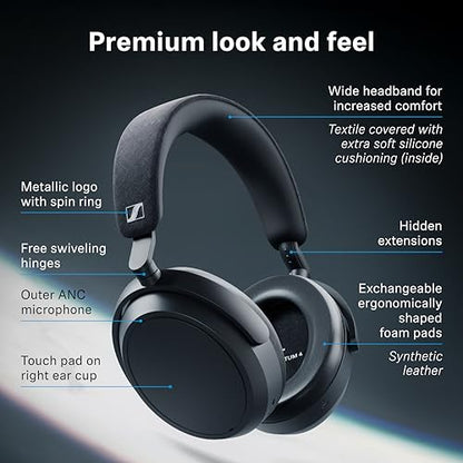 Sennheiser M4AEBT Momentum 4 Wireless Headphones - Black - color: Black