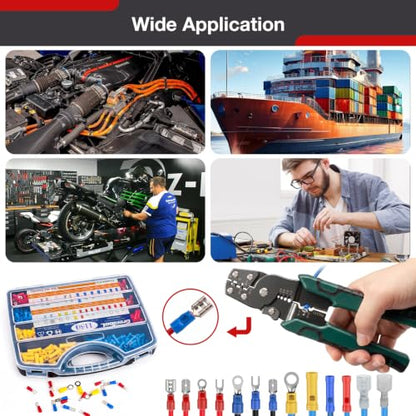 1150Pcs Wire Connectors Kit, Insulated Electrical Terminals with Crimping Tool, Ring Butt Spade Fork Terminal Connectors Assortment for Automotive Wiring Home Electrical Repairs