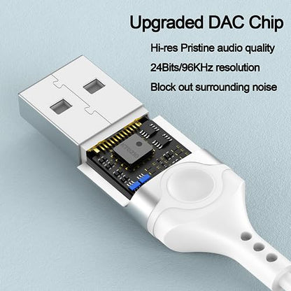 DUKABEL USB in-Ear Headphones, USB PC Earbuds for PC/PS4/PS5, White Gaming Earphone Headset with Microphone for Live Conference, Video Calls, Broadcasting, On-line Work | USB Gaming Earbuds with Mic, Noise canceling, in-ear Headphone, Volume Control, for