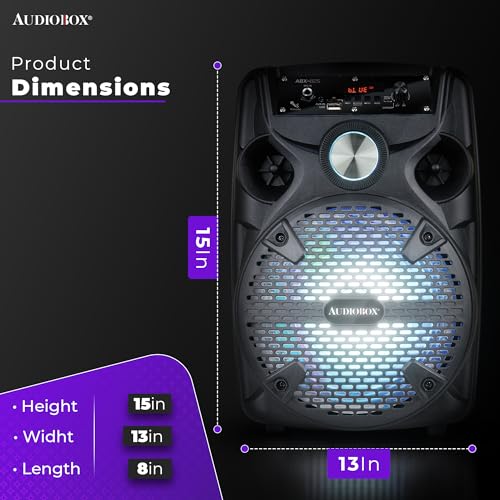 Audiobox Bluetooth Party Speaker with Stand & Wired Microphone, 8" Woofer