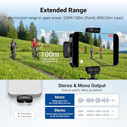 NEEWER KM19 Lightweight Wireless Lapel Microphone, 48kHz/24bit 30H Battery