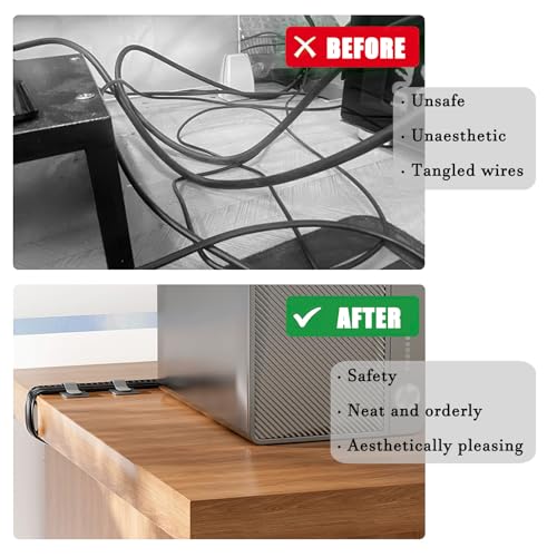 80PCS Hook and Loop Cable Straps, Cable Management Under Desk - color: Black + White