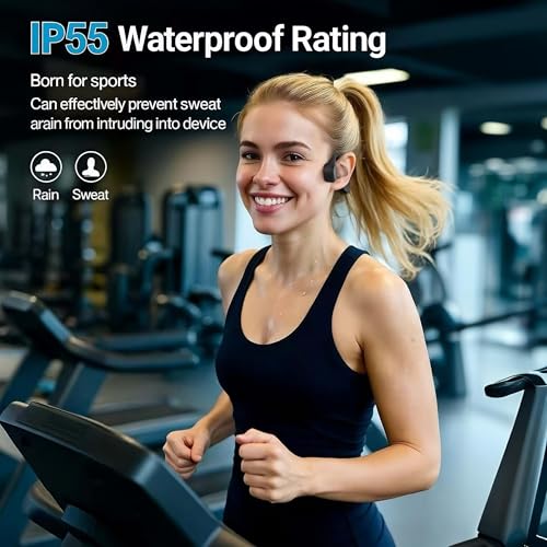 Bluetooth 5.4 Bone Conduction Headphones - IPX5 Waterproof, Open Ear Wireless Sport Earphones with Mic, Ultra-Lightweight for Running, Cycling, Workout & Gym，Gift