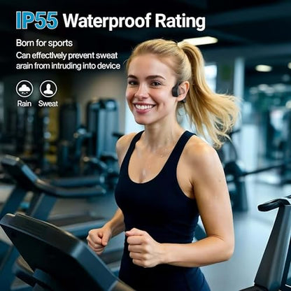 Bluetooth 5.4 Bone Conduction Headphones - IPX5 Waterproof, Open Ear Wireless Sport Earphones with Mic, Ultra-Lightweight for Running, Cycling, Workout & Gym，Gift
