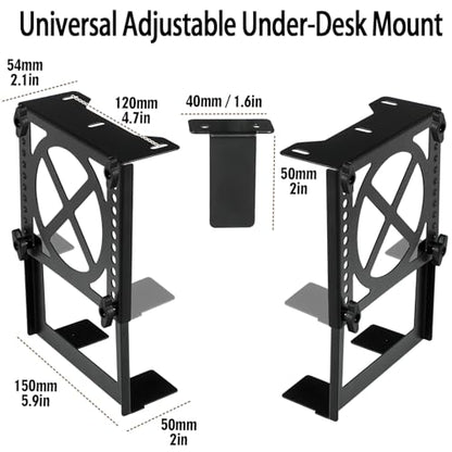 Adjustable Under Desk Mini PC Mount Bracket Holder for PCS or NAS,Heavy-Duty Adjustable Under Desk Mount for Desktop NAS 1/2/4(Network Attached Storage),CPU,Mini PC,UPS,SFF Desktop Tower,Xbox Series X - size: Large