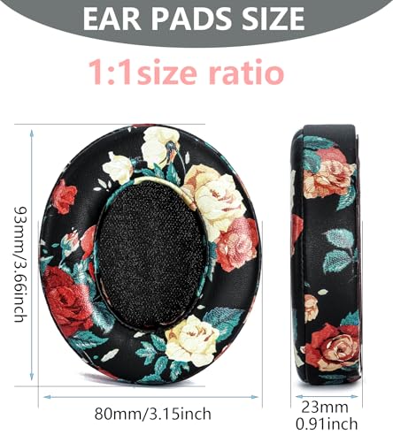 Replacement Ear Pads Compatible with Beats Studio 3 Wireless Black Flower - color: Black Flower