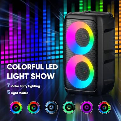 Karaoke Machine for Adults Kids, Portable Bluetooth Speaker with 2 Wireless Microphones, TWS Mode & LED Light, 10H Battery PA System, Home Party Outdoor Camping Birthday (2 Mics) - size: 2 Mics