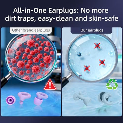 Noise Cancelling Ear Plugs Sleep 50dB NRR Side Sleep Small Ear | ultra soft silicone, reusable one-piece design, 4 sizes included, portable case - color: Blue