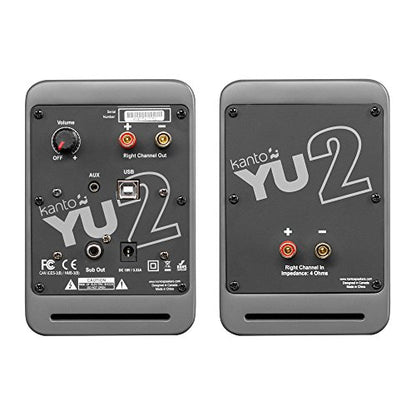 Kanto YU2MG PC Gaming Desktop Speakers | 3" Composite Drivers | 3/4" Silk Dome Tweeter | Class D Amplifier | 100 Watts | Built-in USB DAC | Subwoofer Output | Pair | Matte Grey - color: Matte Gray