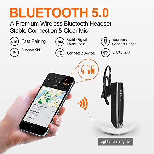 Link Dream Bluetooth Earpiece for Cell Phone Hands Free Wireless Headset Noise Cancelling Mic 24Hrs Talking 1440Hrs Standby Compatible with iPhone Samsung Android for Driver Trucker (2 Pack)