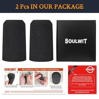 SOULWIT 2Pcs Pop Filter for Shure MV6 Microphone - Black | Windscreen for Shure MV6 Microphone