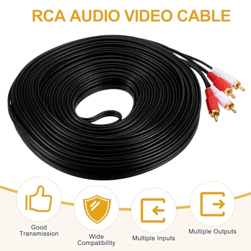 MECCANIXITY 66ft RCA Cable, 2RCA Male to 2RCA Male Audio Video Speaker Cable for Subwoofer Amplifier Home Theater DVD TV - size: 66ft, style: 2RCA Male to 2RCA Male