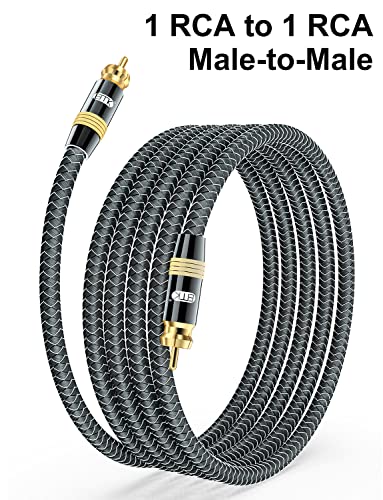 EMK 1.5Ft RCA to RCA Subwoofer Cable - 24K Gold-Plated, Nylon Braided RCA Audio Cable, Double Shielded Digital Coaxial Cable for Premium Home Theater & Hi-Fi Systems - color: Male to Male Brown, size: 1.5 Ft/0.5M, style: RCA to RCA