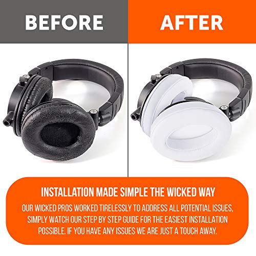 WC Wicked Cushions PadZ - Thick & Soft Ear Pads for ATH M50X / M40X / SteelSeries Arctis/HyperX Cloud & Alpha/Logitech G Pro X/Compatible with Over 50 Headphones | White - color: White