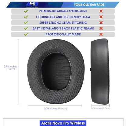 AHG Accessory House Global Arctis Nova Pro Wireless Cooling Gel Ear Pads Cushion. Compatible with SteelSeries arctis nova pro Wireless PlayStation/Xbox Editions. Extra Thick | Cooling Gel | DIY Fit