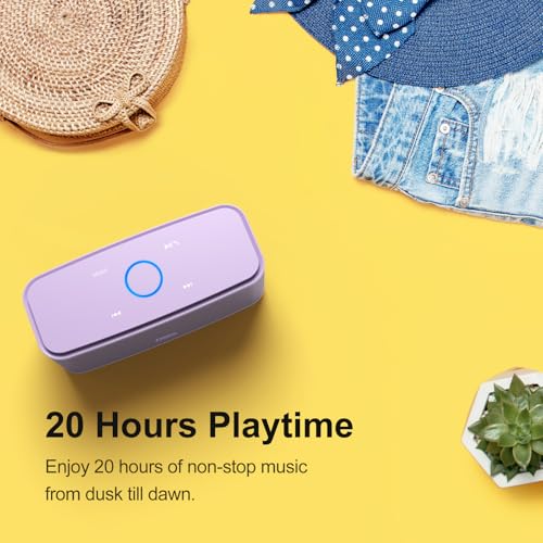 DOSS SoundBox Touch Wireless Bluetooth Speaker-12W HD Sound with Rich Bass | Portable & Small Design, IPX5 Waterproof, 20H Playtime, Handsfree, House, Office Desktop, Bedroom, Indoor Use, Purple - color: Purple