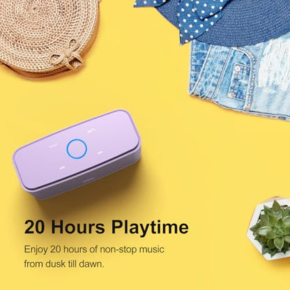 DOSS SoundBox Touch Wireless Bluetooth Speaker-12W HD Sound with Rich Bass | Portable & Small Design, IPX5 Waterproof, 20H Playtime, Handsfree, House, Office Desktop, Bedroom, Indoor Use, Purple - color: Purple