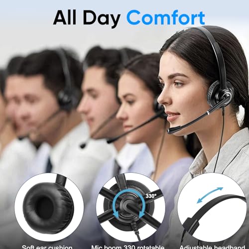 Telephone Headset with Microphone Noise Canceling for Cisco Landline Phone, Call Center Office Deskphone Headset with Phone Jack RJ9 for Cisco 6941 7841 7942 7960 7961 7962 7965 8845 8945