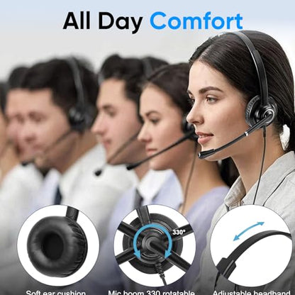 Telephone Headset with Microphone Noise Canceling for Cisco Landline Phone, Call Center Office Deskphone Headset with Phone Jack RJ9 for Cisco 6941 7841 7942 7960 7961 7962 7965 8845 8945