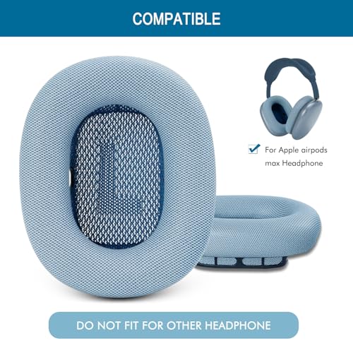 GEVO Upgraded Ear Cushions Replacement Earpads for AirPods Max 1 & 2 Headphones, Protein Leather Ear Pads Ear Covers Cups with Memory Foam and Magnet for AirPods Max 1 & 2 (Sky Blue) - color: Sky Blue