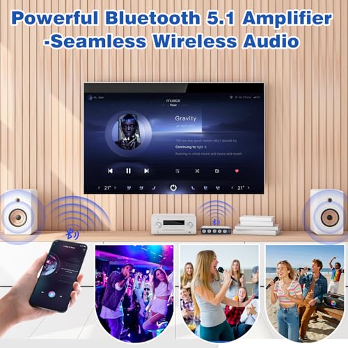 790W 2.1-Channel Mini Bluetooth Amplifier with TWS – 220W×2 + 350W Subwoofer Bluetooth/FM/USB/AUX, IR Remote, DC16–38V, ≥10A,Powerful Deep Bass for DIY Speakers & Home Audio - color: Black SZM-AS21 II