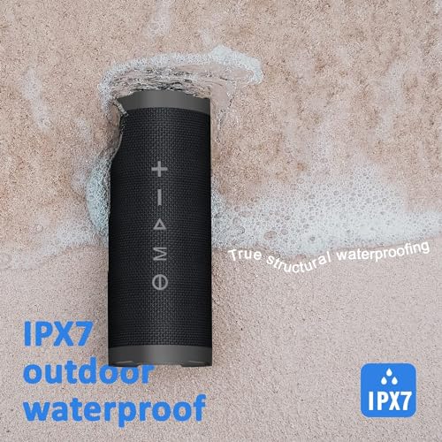 Vanzon Bluetooth Speaker, V40 Wireless Portable Bluetooth Speaker | IPX7 Waterproof, 24W HiFi Stereo Sound,24H Playtime, LED Lights and TWS Dual Pairing, Suitable for Travel,Home & Outdoors - color: Charcoal