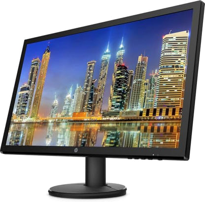 HP V24 24 inch TN Full HD 1920 x 1080 LED Backlit LCD Monitor 2-Pack | HDMI & VGA ports, FreeSync, 75Hz Refresh Rate, Low Blue Light, Desk Mount Clamp Dual Monitor Stand, & Mini Glow Speaker