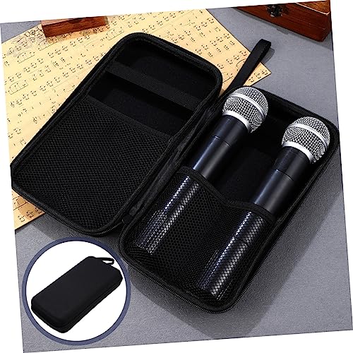 Kisangel Portable Dual Microphone Storage Bag with Padded Dividers and Receiver Compartment Compact Hard Case for Travel and Organized Mic Protection