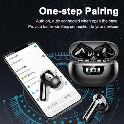 Wireless Earbuds, Bluetooth 5.4 Headphones HiFi Stereo, In-Ear Earphones | 50H Playtime Deep Bass, 4 ENC Noise Cancelling Mics for Clear Calls, IP7 Waterproof with LED Display & Fast Charging - color: Green