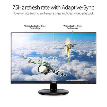 ASUS 24-Inch Desktop Monitor - 1080P Full HD, 75Hz, IPS, Adaptive-Sync/FreeSync, Eye Care, HDMI DisplayPort VGA, Frameless, VESA Wall Mountable - VA24DQ - style: 75Hz w/DisplayPort, Speakers