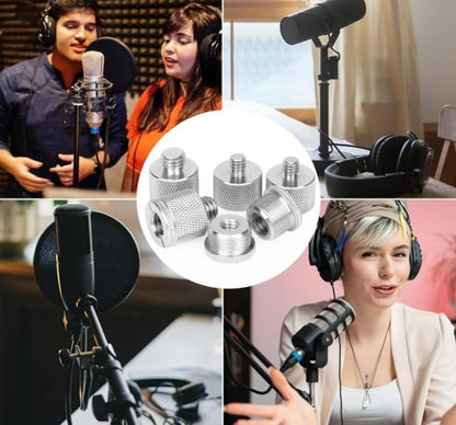 Mic Thread Adapter Kit, Slivery, 8Pcs - style: 8 pcs slivery