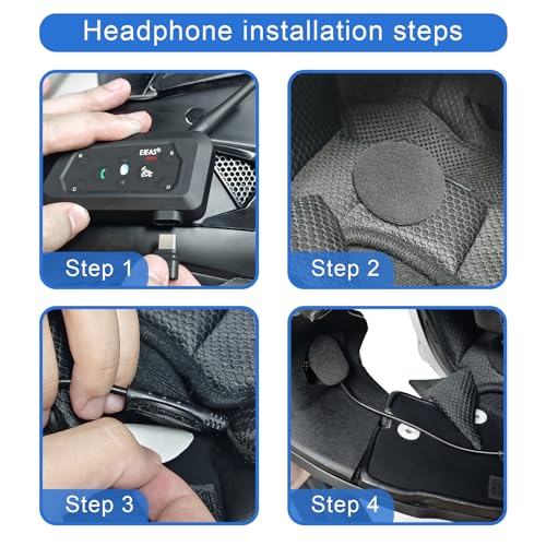 EJEAS V6 Pro Motorcycle Helmet Bluetooth Intercom, 2-Way 1200M Motorcycle Bluetooth Headset Universal Communication System with Noise Cancellation and Waterproof for Dirt Bike/ATV/Snowmobile (1PC) - size: V6-1