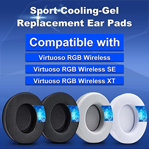 Earpads for Virtuoso RGB Wireless, XT, SE | Oval Shape Enlarged Bigger Inner Hole (Cooling Gel Mesh Black)