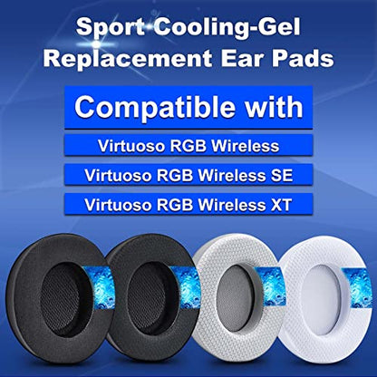 Earpads for Virtuoso RGB Wireless, XT, SE | Oval Shape Enlarged Bigger Inner Hole (Cooling Gel Mesh Black)