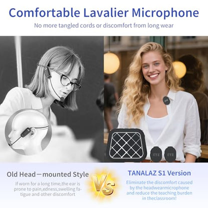 S1 25W Voice Amplifier with Wireless Magnetic Dual Lavalier Microphone, Portable Bluetooth Speaker and Microphone PA System with Shoulder Chain for Classroom Meeting Training Speech Guide - color: Black