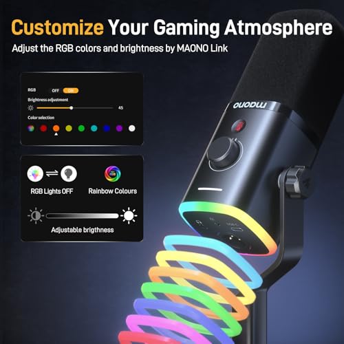 MAONO XLR/USB Gaming Microphone and Studio Monitor Headphones Set, Computer Recording Mic with Mute Button, RGB, Over Ear Wired Headset for YouTube Podcasting Streaming Gaming (PD100X Black+MH601)